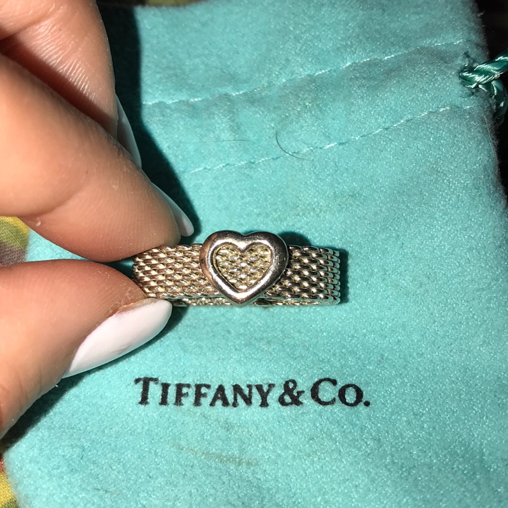 Tiffany & Co. mesh ring with heart
